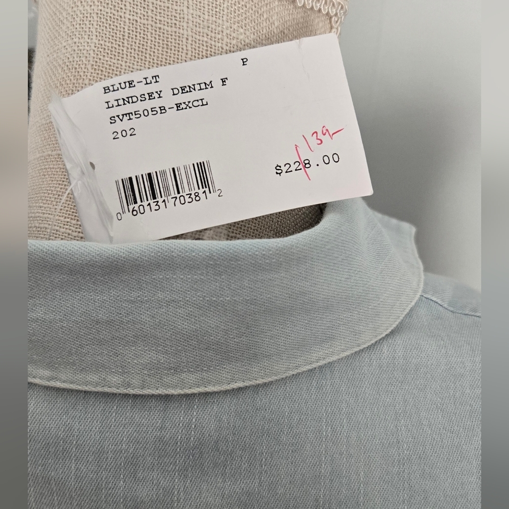 INTERMIX Light Blue Ruffled Button Down Shirt - Picture 5 of 8